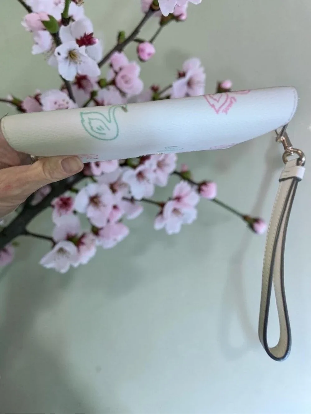 NWT COACH White Floral Zip Wristlet with Pastel Accents